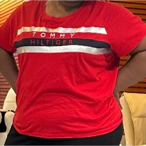Tommy Hilfiger Red Boxy T-Shirt with Crew Neck Size 3X